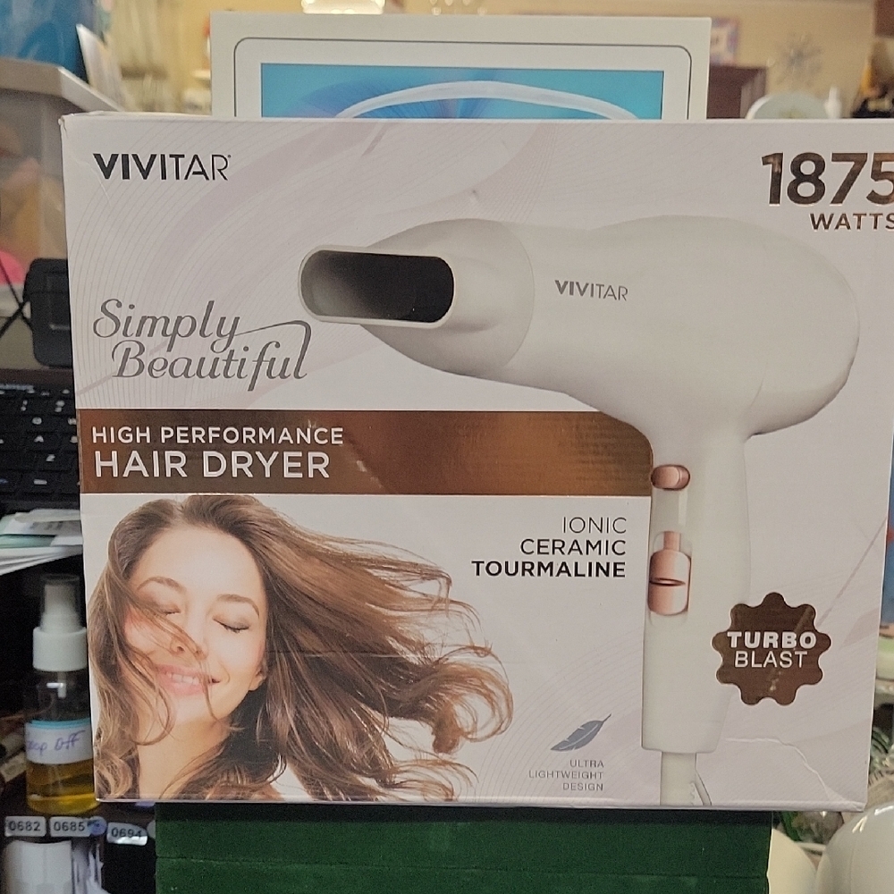 Vivitar White 1875 Watts Hair Dryer with Rose Gold Accents Turbo Blast NIB